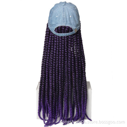 Twist Hair Wigs Synthetic Black Hat Attached hat With Baseball Hat With Goddess Locs Wig